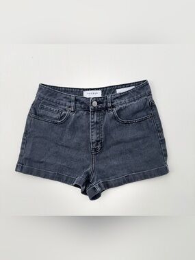 Pacsun Charcoal Gray High Rise Jean Mom Shorts 26 Baddie Washed Faded Black EUC